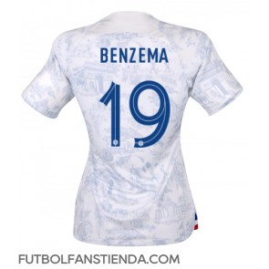 Francia Karim Benzema #19 Segunda Equipación Mujer Mundial 2022 Manga Corta
